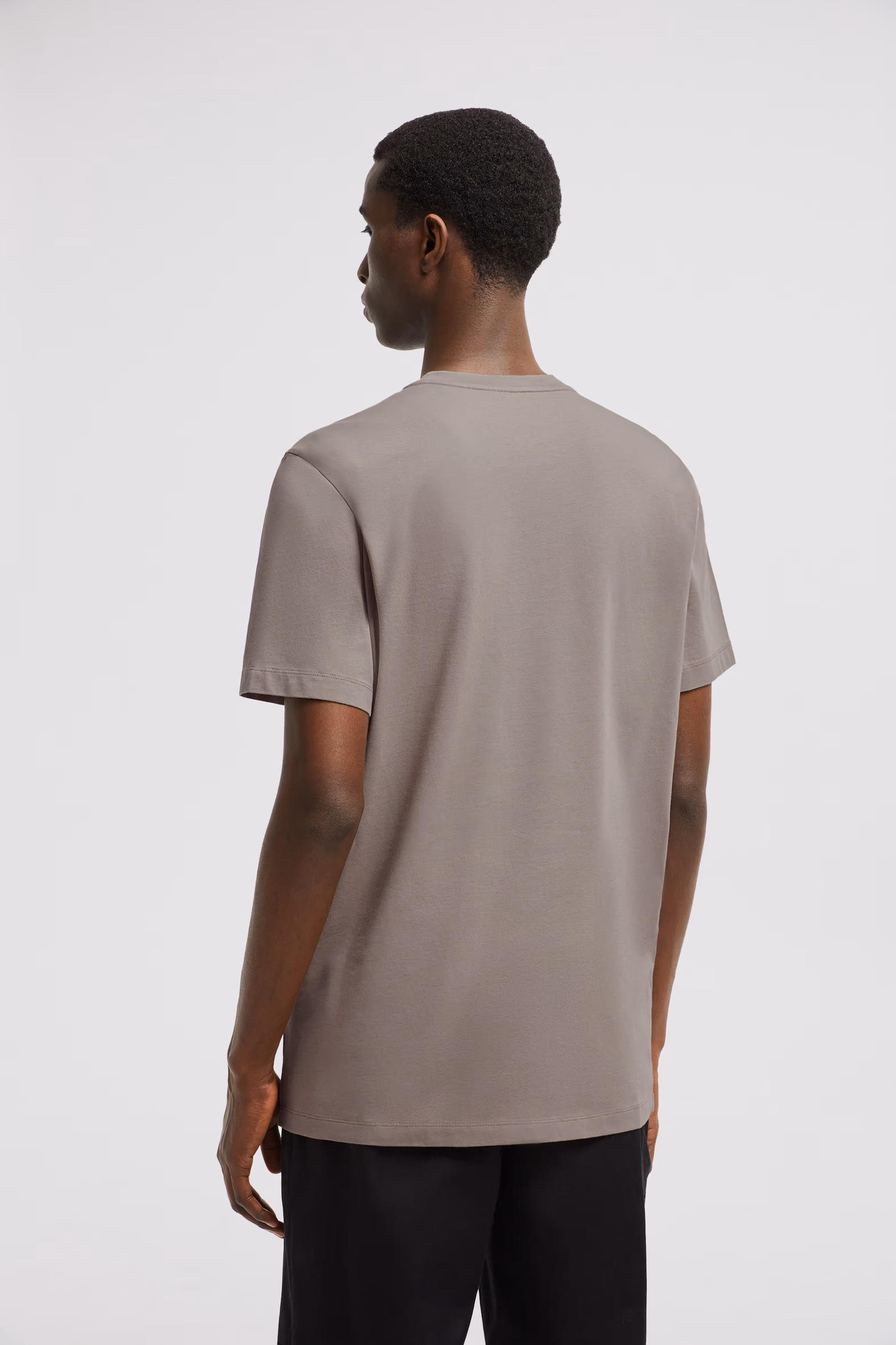 Flocked Logo Cotton T-Shirt Men Grey Moncler 5